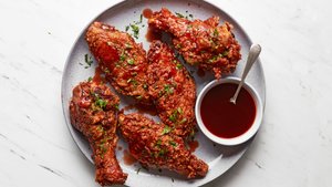 Fried Turkey Wings With Cranberry Glaze