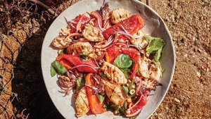 Garlicky Grilled Squid with Peppers