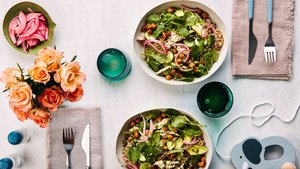 Grain Bowls With Chicken, Spiced Chickpeas, and Avocado