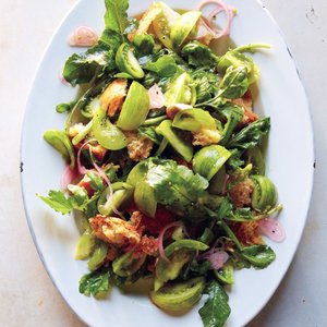 Green Panzanella with Pickled Shallot