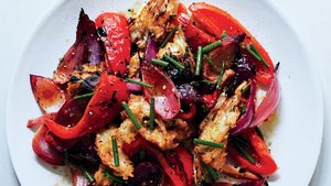 Grilled Bread Salad with Sweet Peppers and Onions