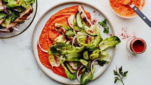 Grilled Chicken Salad with Romesco Sauce | Epicurious