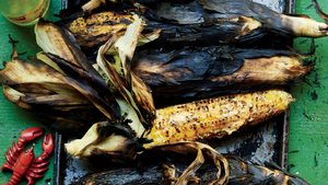 Grilled Corn With Charred Spring Onion and Sesame-Chile Butter