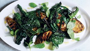 Grilled Eggplant and Greens with Spiced Yogurt