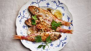 Grilled Fish with Charred Onions