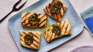 Grilled Halibut With Basil-Shallot Butter
