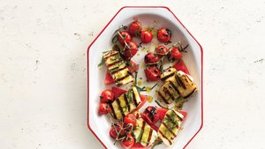 Grilled Halloumi With Watermelon and Basil-Mint Oil