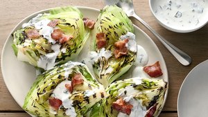 Grilled Iceberg Wedges with Buttermilk-Basil Dressing