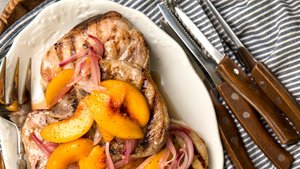 Grilled Rib Pork Chops with Sweet and Tangy Peach Relish