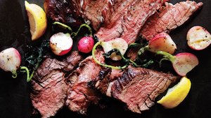 Grilled Steak and Radishes with Black Pepper Butter
