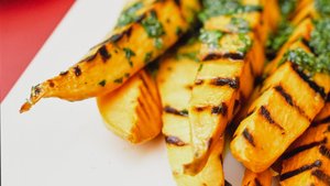 Grilled Sweet Potatoes with Lime Cilantro Vinaigrette