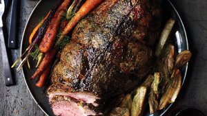 Honey-Vinegar Leg of Lamb with Fennel and Carrots