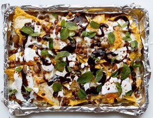 Indian-Style Nachos with Warm Spices and Tamarind Chutney