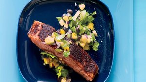 Jamaican Jerk Salmon and Mango Pineapple Salsa