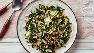 Kale Salad with Brussels Sprouts, Apples, and Hazelnuts