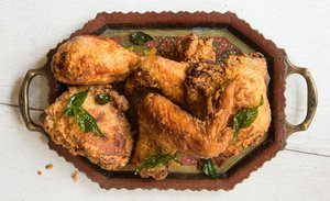 Kerala-Style Fried Chicken with Coconut Oil and Curry Leaves