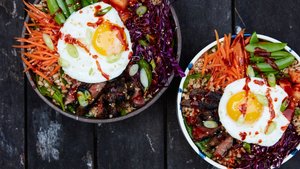Korean-Style Rice or Quinoa Bowls with Spicy Gochujang Steak