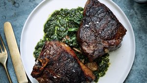 Lamb Chops with Greens and Sorrel Salsa Verde