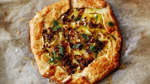 Leek and Potato Galette With Pistachio Crust