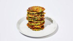 Lemony Green Pea Fritters With Cottage Cheese