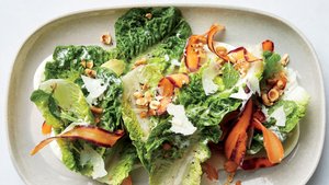 Little Gem Salad with Lemon Cream and Hazelnuts