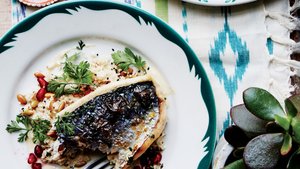 Mackerel with Cauliflower "Couscous" and Tahini