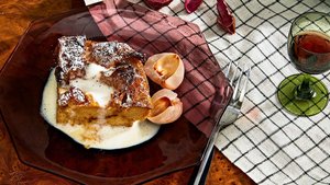 Milk Tea Bread Pudding With Crème Anglaise