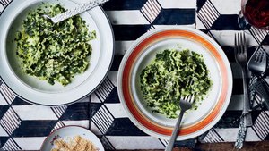 Mixed Greens Pesto Pasta