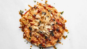 Okonomiyaki (“As You Like It”) Pancakes With Bonito Flakes