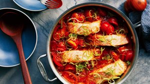 One-Pan Salmon With Burst Tomatoes