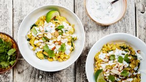 One-Pot Curried Cauliflower with Couscous and Chickpeas