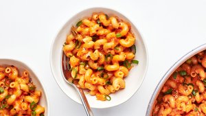 One-Pot Kimchi and Squash Mac and Cheese