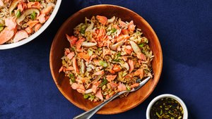 One-Pot Salmon and Shiitake Rice
