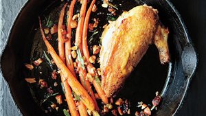Pan-Roasted Chicken with Carrots and Almonds