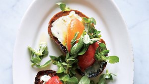 Peach and Blue Cheese Toasts