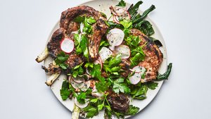 Pork Chops with Radishes and Scallions