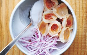 Pork Sausage with Coconut-Chile Sauce and Lychees