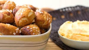 Pretzel Bites with Quick Cheddar Dip