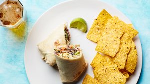 Quick Sweet Potato, Mushroom, and Black Bean Burrito