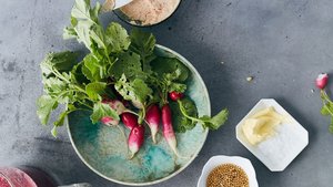 Radishes with Ham Butter and Pickled Mustard Seeds