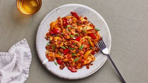 Red Curry Pork and Rice Cake Stir-Fry