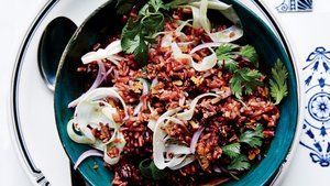 Red Rice Salad with Pecans, Fennel, and Herbs