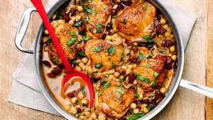 Red-Wine-Braised Chicken With Chorizo and Chickpeas