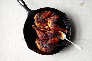 Roast Chicken with Harissa and Schmaltz