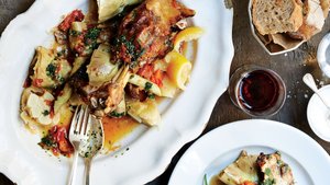 Roast Lamb with Artichokes and Lemons