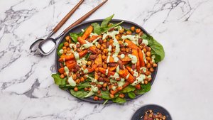Roasted Carrots and Chickpeas With Herby Cashew Cream