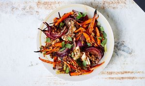 Roasted Carrots and Red Onions With Fennel and Mint