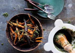 Roasted Carrots with Carrot-Top Pesto