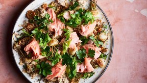 Roasted Salmon with Celery and Bulgur Salad