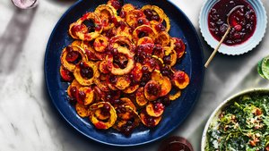 Roasted Sweet Potato and Delicata Squash With Cranberry Agrodolce